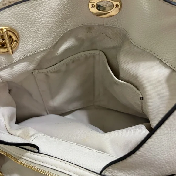 Coach Turnlock Edie Shoulder Bag, White with Chains - Picture 14 of 16